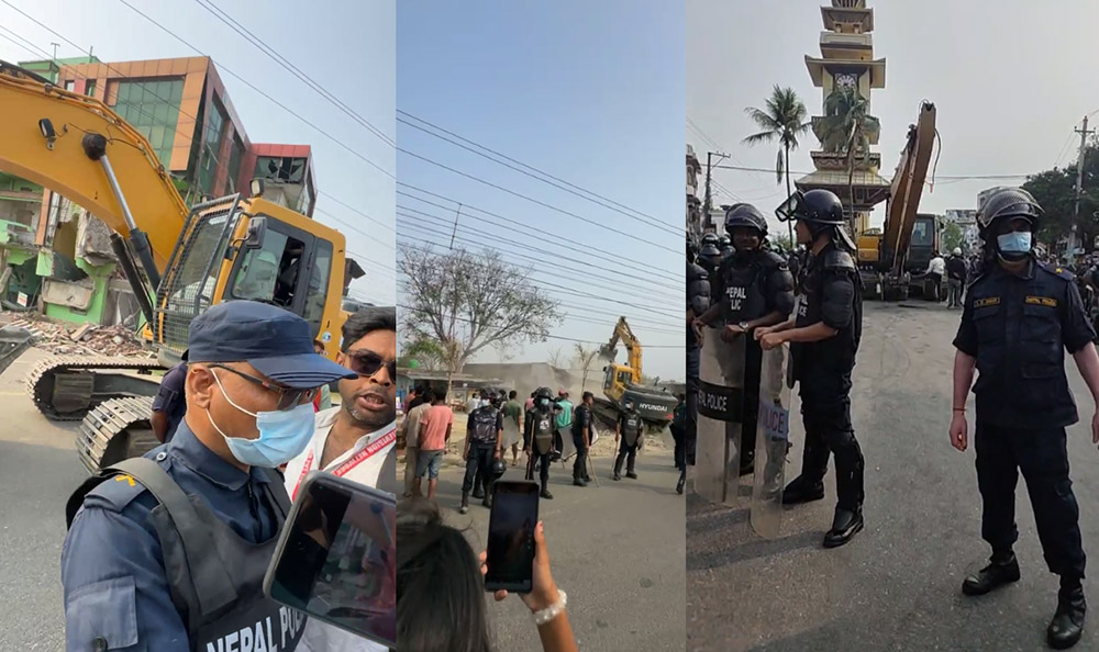 वीरगन्जमा बिहानैदेखि चल्यो डोजर